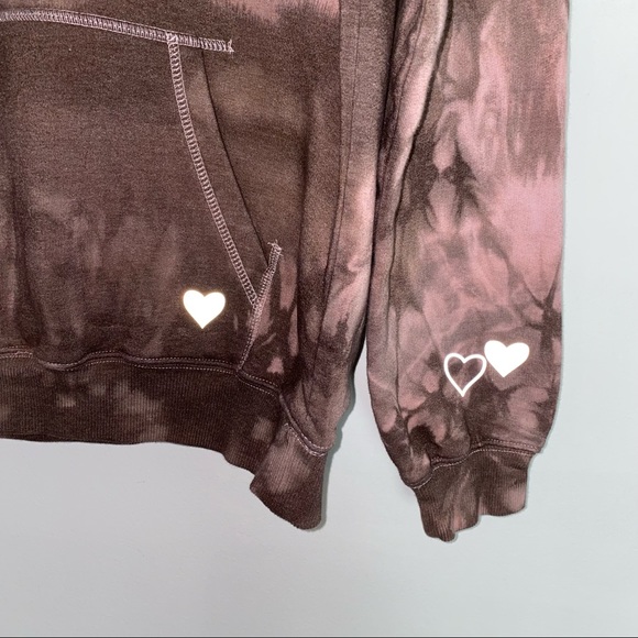 Custom Tie Dye Reflective Heart Pullover Sweatshirt Hoodie wPocket Womens Medium - Picture 6 of 13